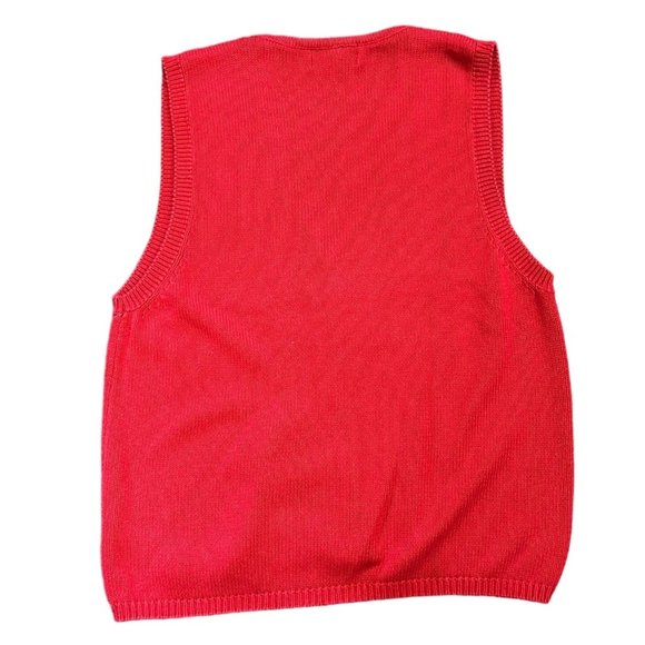 Vintage Eddie Bauer Womens M Red Sweater Button Vest Embroidered Cottagecore y2k - Picture 4 of 15
